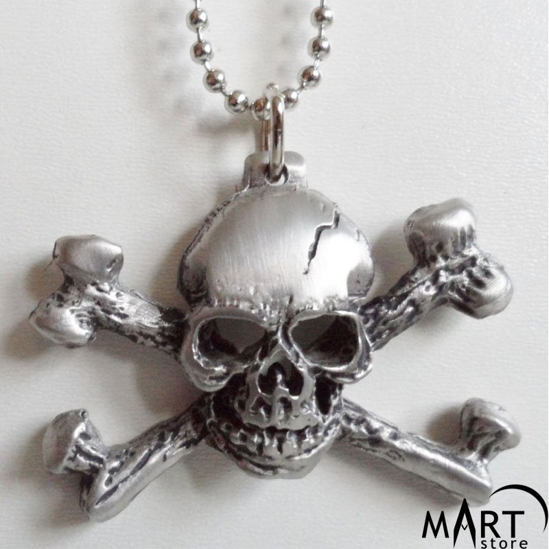 Skull and Crossbones Pendant Memento Mori Jewelry Silver and Gold